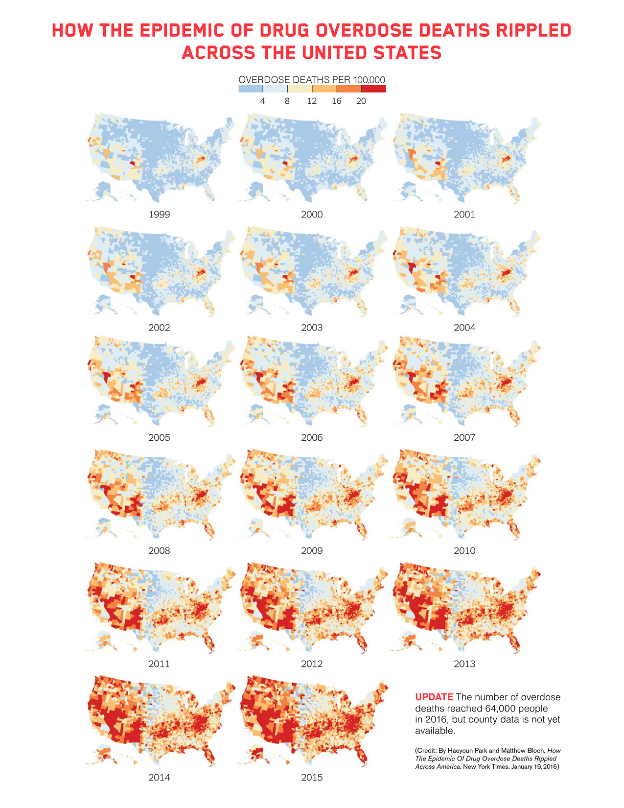 Infographic: How the Epidemic of Drug Overdoes Deaths Rippled Across the United States