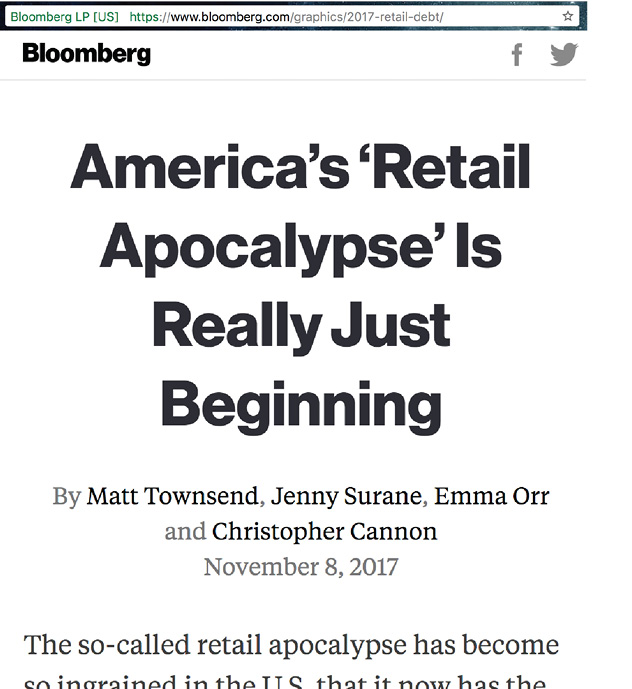 Bloomberg headline on 'Retail Apocalypse'